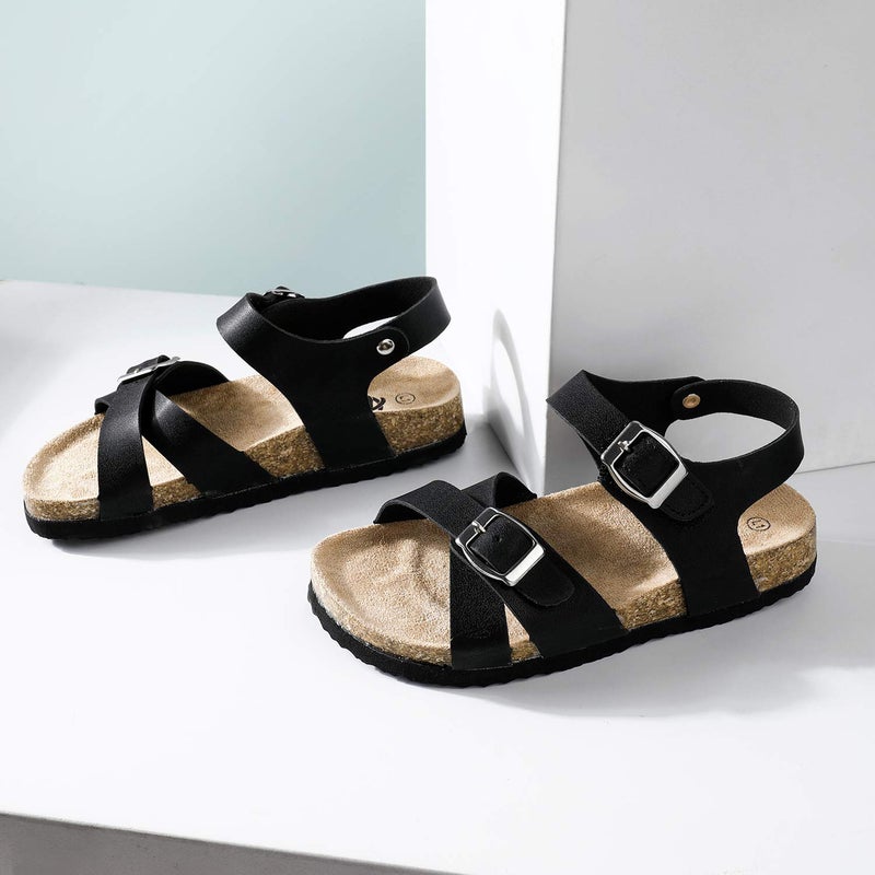 Trary Black Unisex Child Sandals Comfortable Cork Footbed Girl Sandals, Size 13 - Image 2